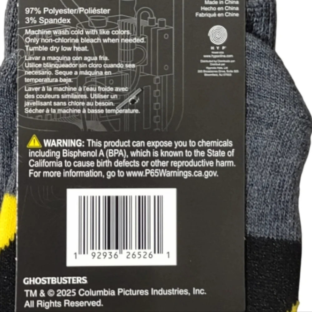 Ghostbusters Crew Socks Mens Unisex Gray Yellow Black Stripe Bundle And Save